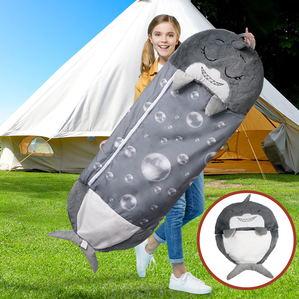 Mountview Sleeping Bag Child Pillow Kids Bags Happy Napper Gift Shark 135cm S